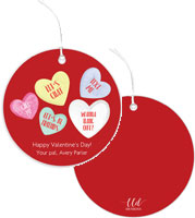 Valentine's Day Round Hanging Gift Tags by Little Lamb Designs (Text Hearts)